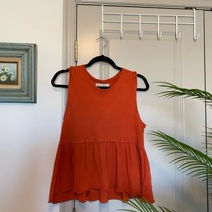 We The Free Orange Ruffle Tank